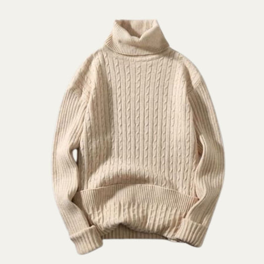 Pull à col roulé côtelé doux et élastique pour homme