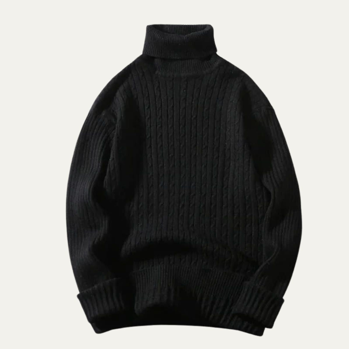 Pull à col roulé côtelé doux et élastique pour homme