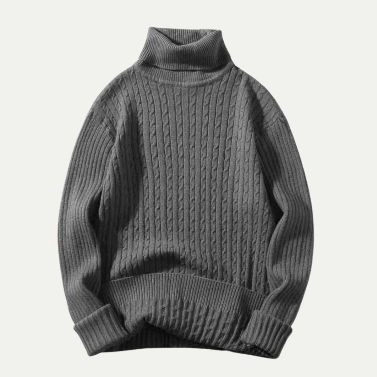 Pull à col roulé côtelé doux et élastique pour homme