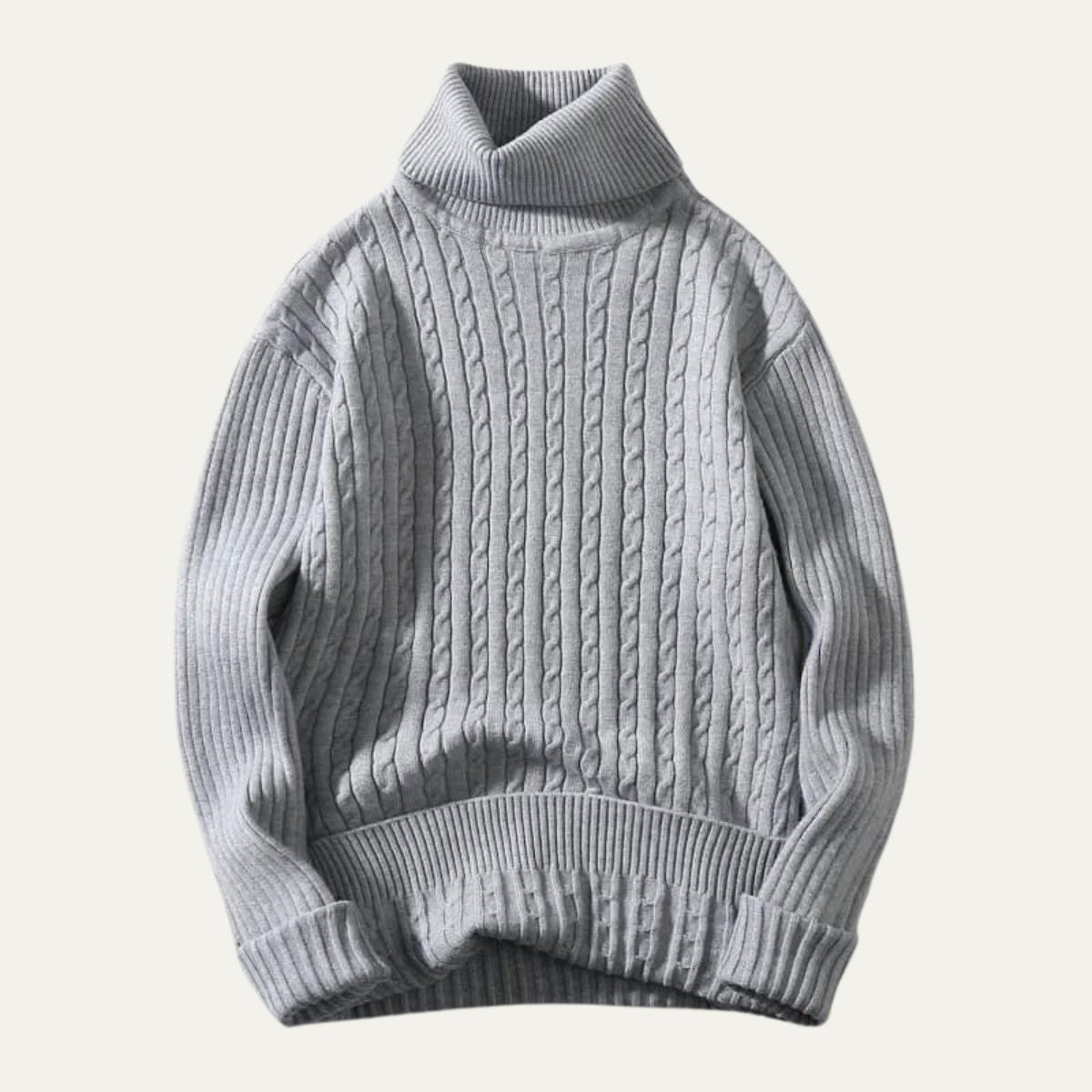 Pull à col roulé côtelé doux et élastique pour homme