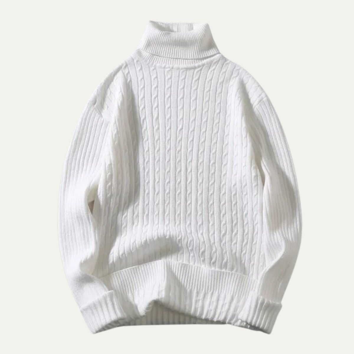 Pull à col roulé côtelé doux et élastique pour homme