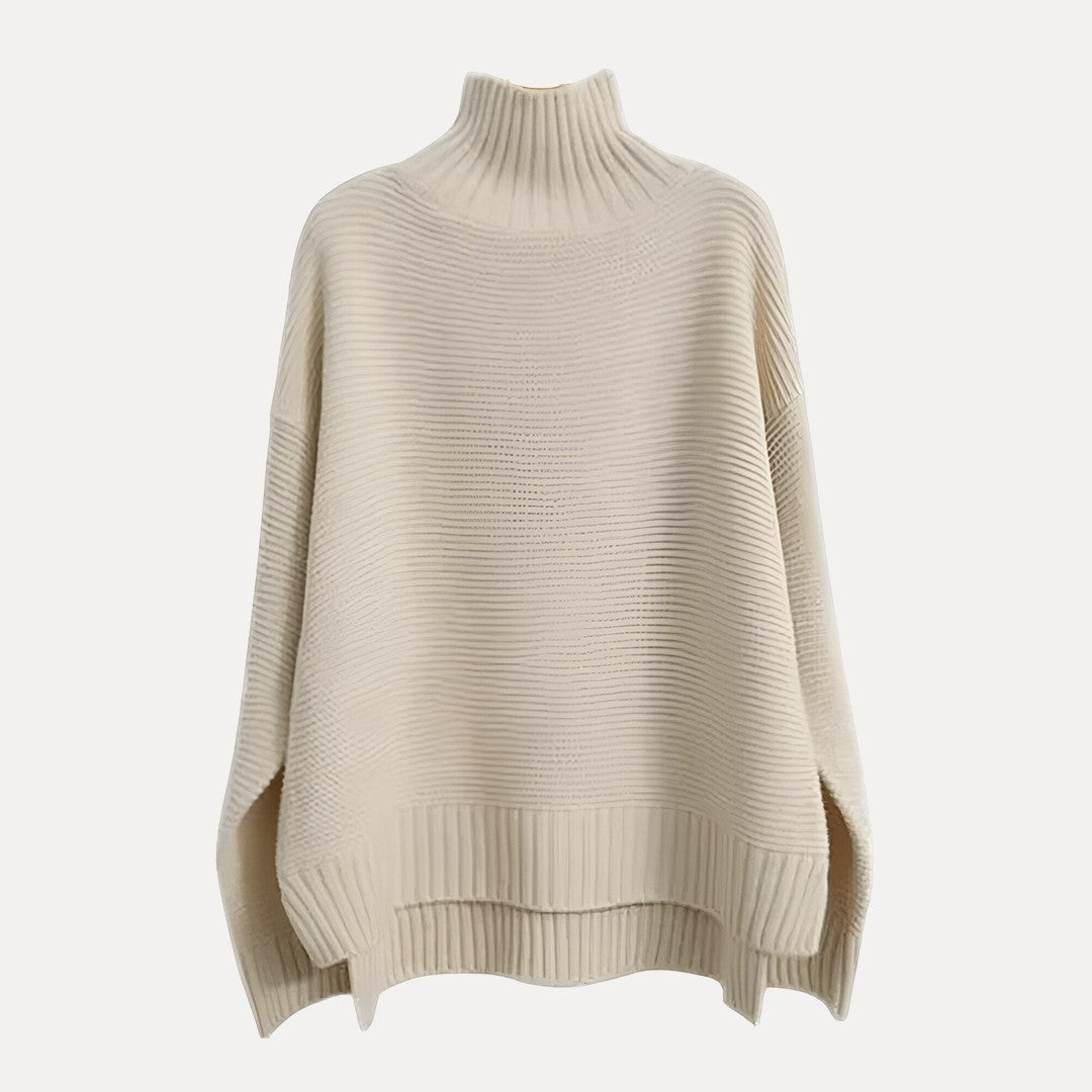 Pull à col roulé côtelé pour femme