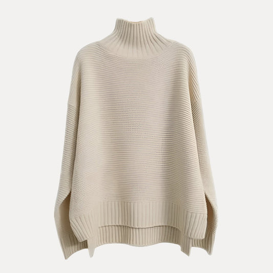 Pull à col roulé côtelé pour femme