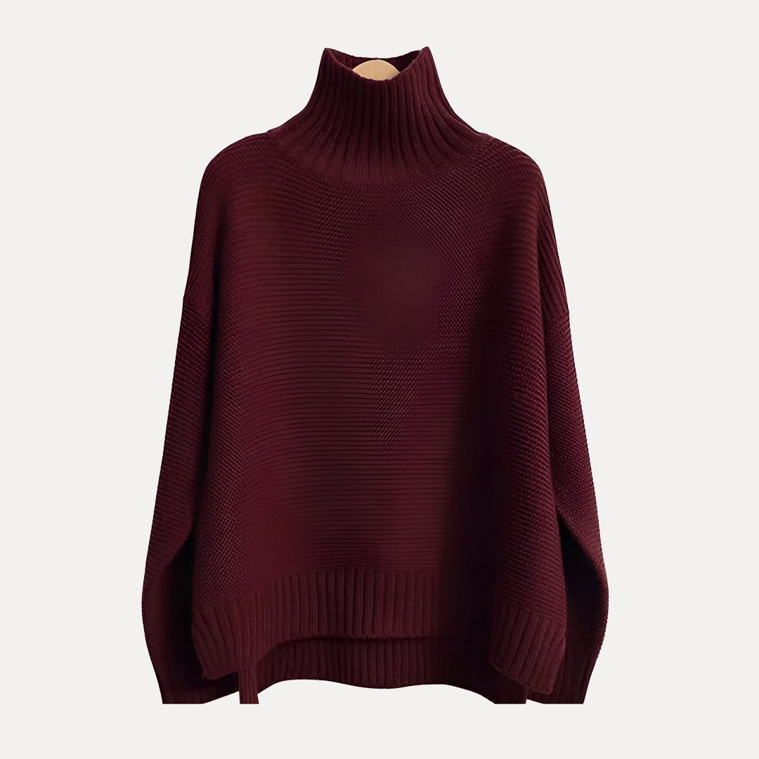 Pull à col roulé côtelé pour femme