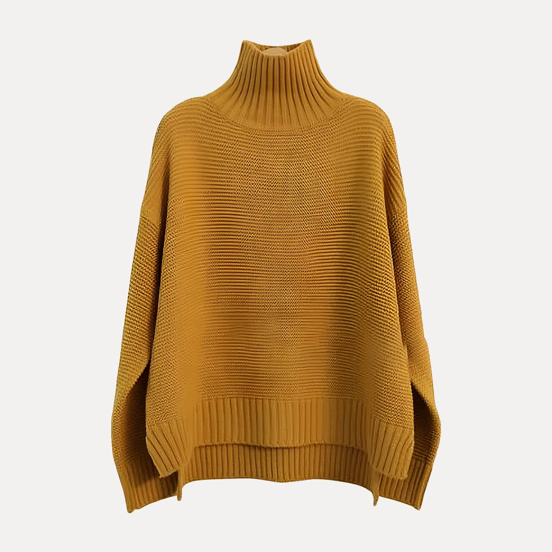 Pull à col roulé côtelé pour femme