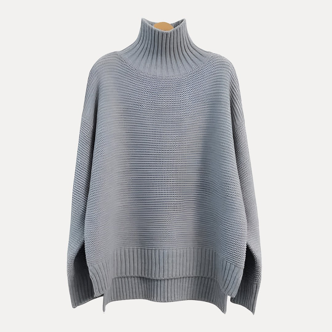 Pull à col roulé côtelé pour femme