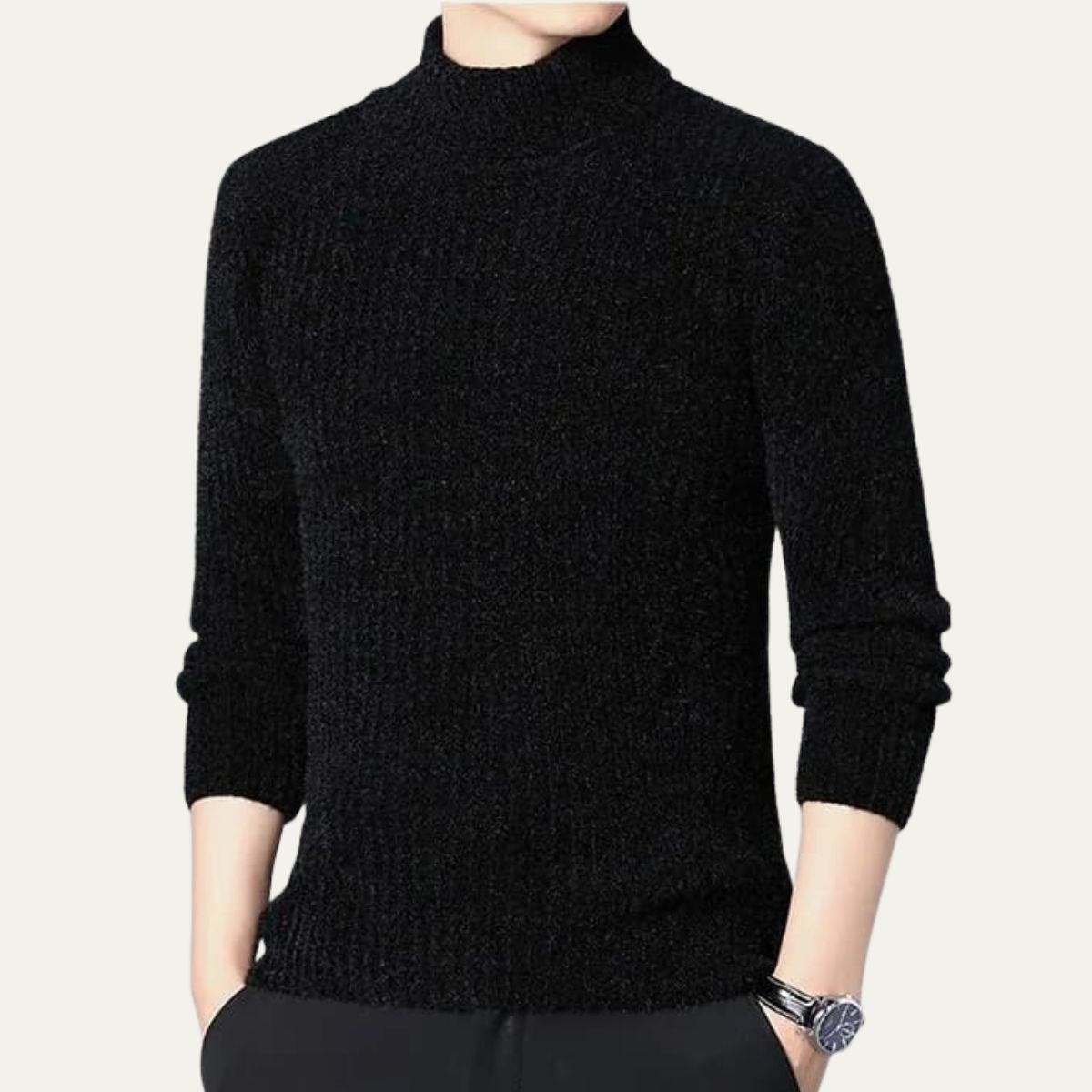 Pull à col roulé côtelé pour homme