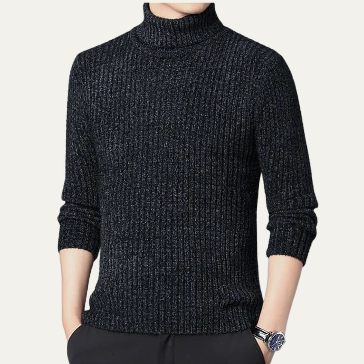 Pull à col roulé côtelé pour homme