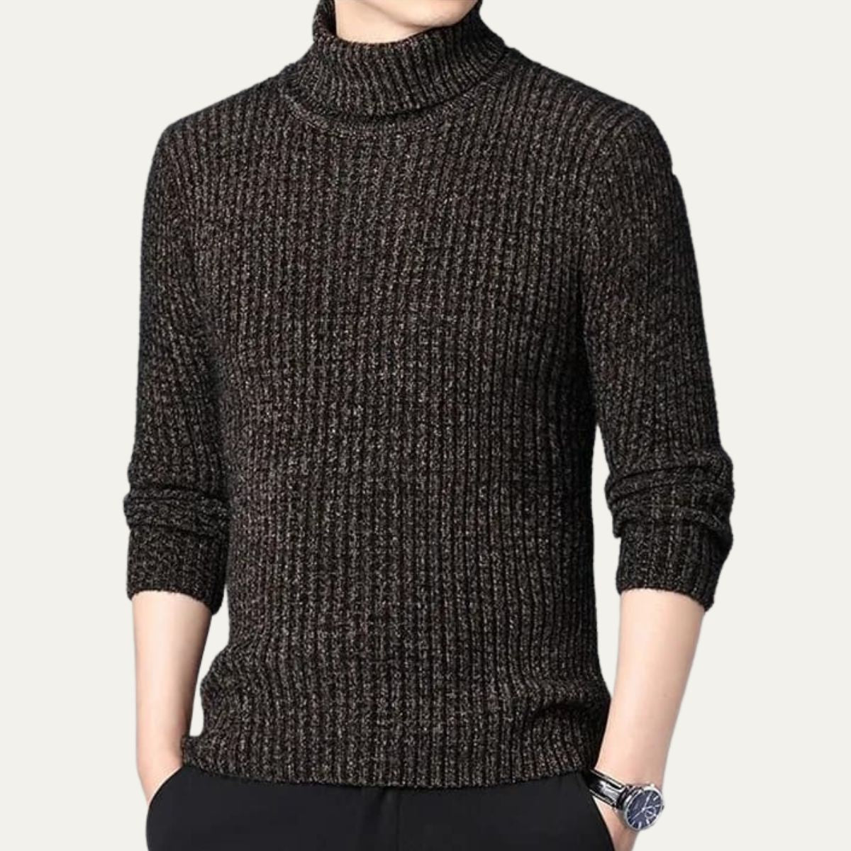 Pull à col roulé côtelé pour homme