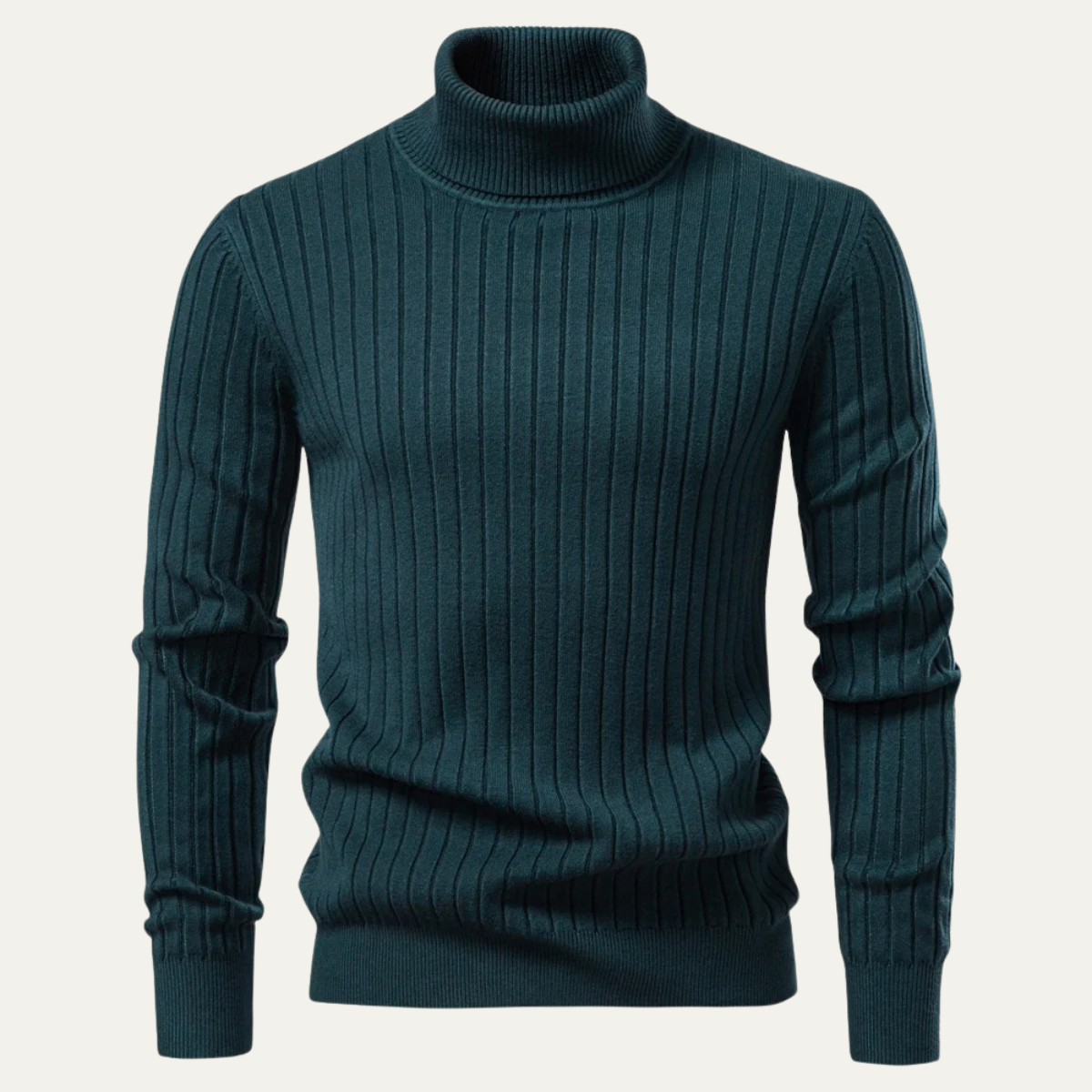 Pull à col roulé côtelé slim pour homme