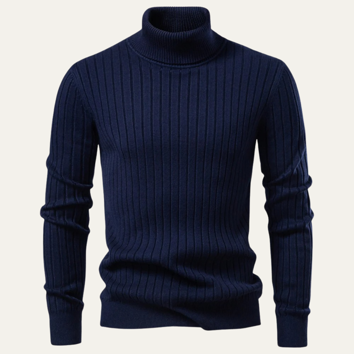 Pull à col roulé côtelé slim pour homme