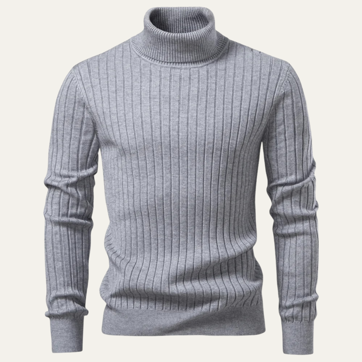 Pull à col roulé côtelé slim pour homme