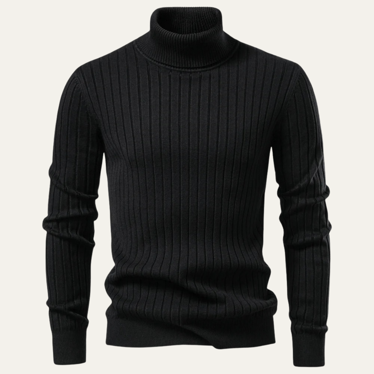 Pull à col roulé côtelé slim pour homme