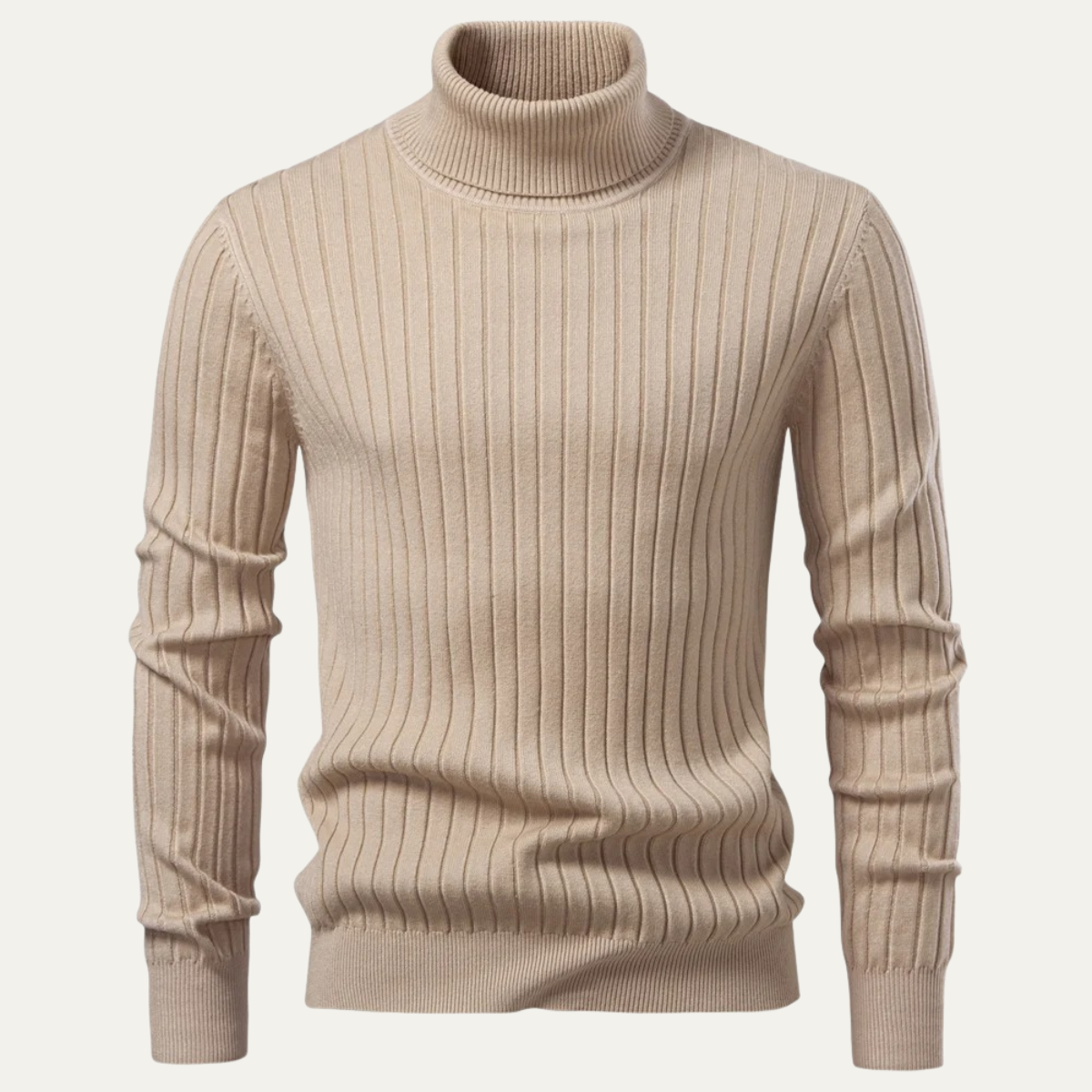 Pull à col roulé côtelé slim pour homme