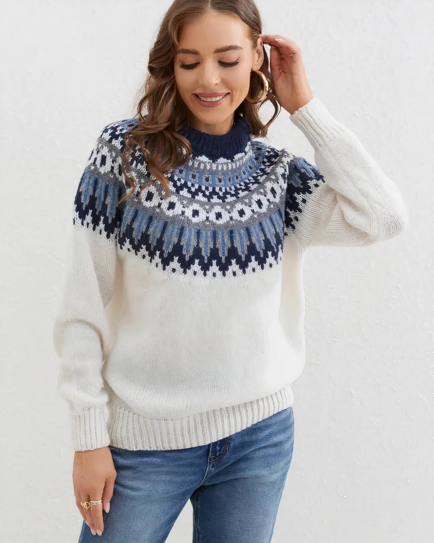 Pull à col roulé en grosse maille pour femme