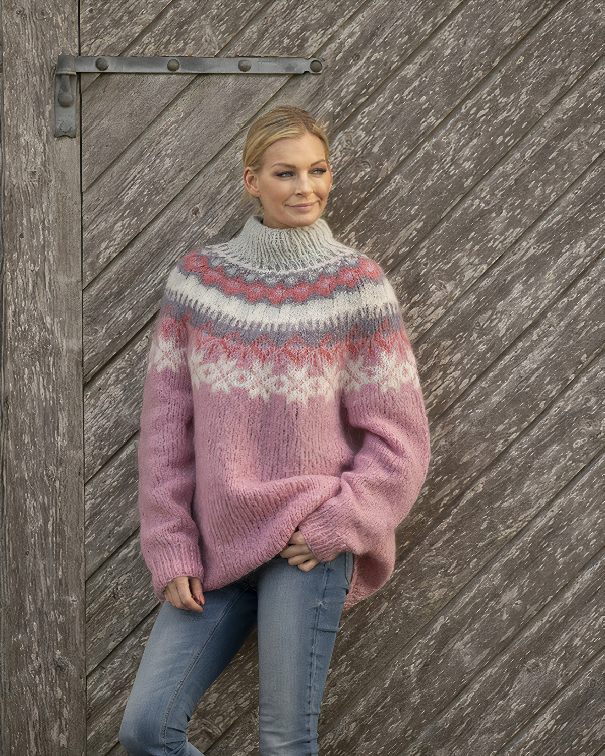 Pull à col roulé en grosse maille pour femme