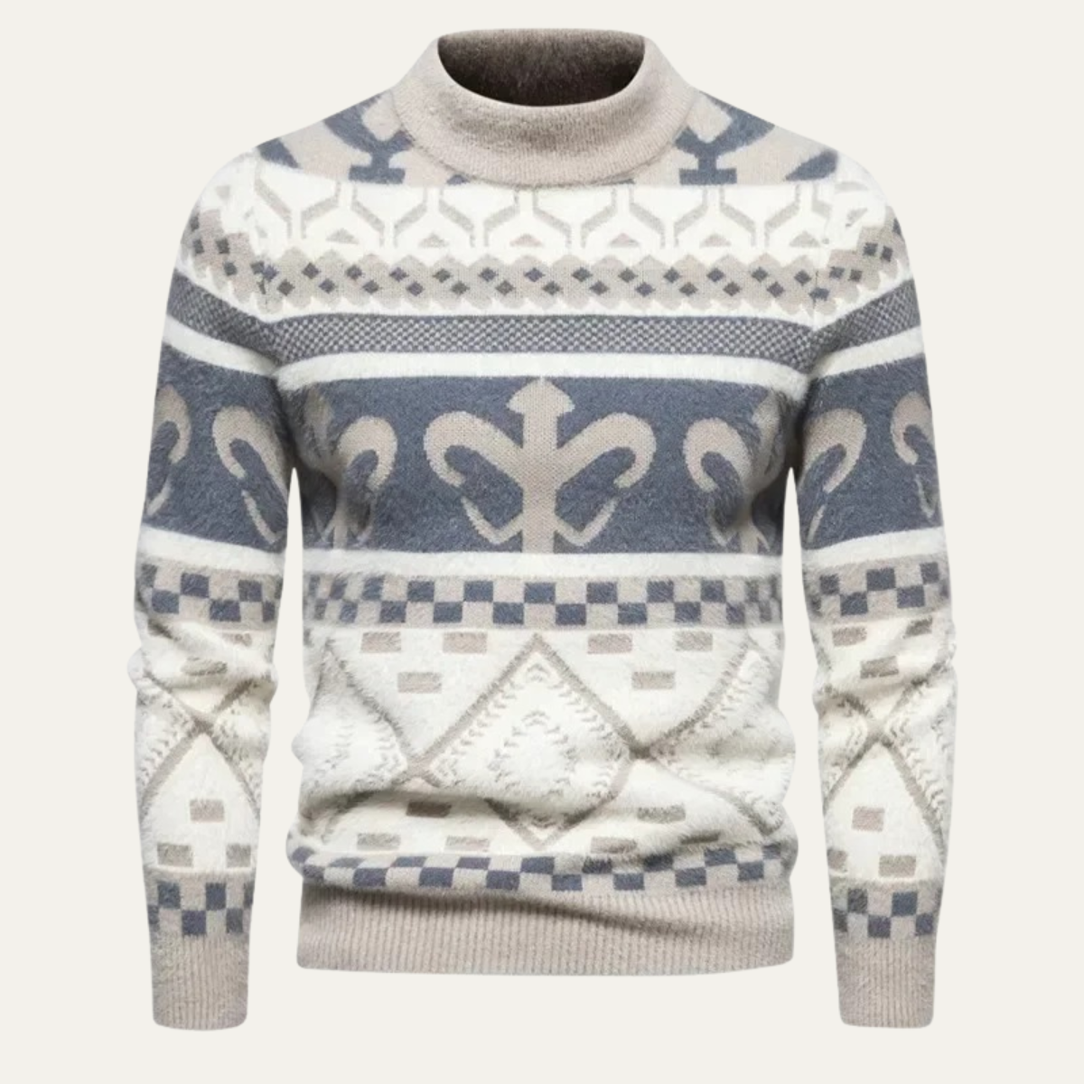 Pull à col roulé en maille à motifs pour homme