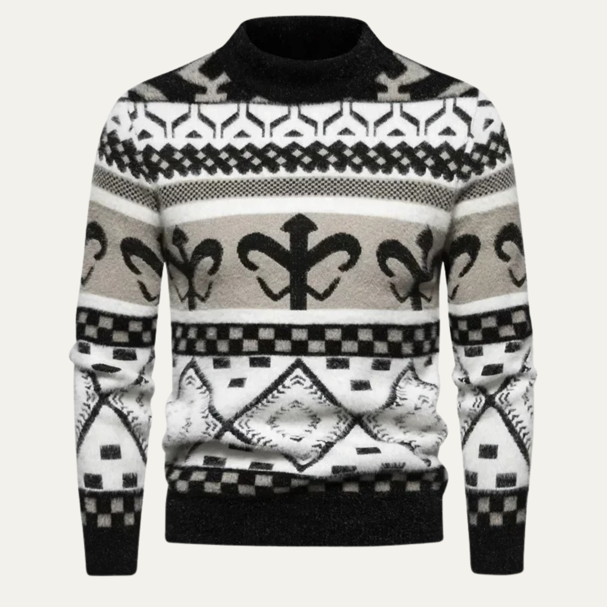 Pull à col roulé en maille à motifs pour homme