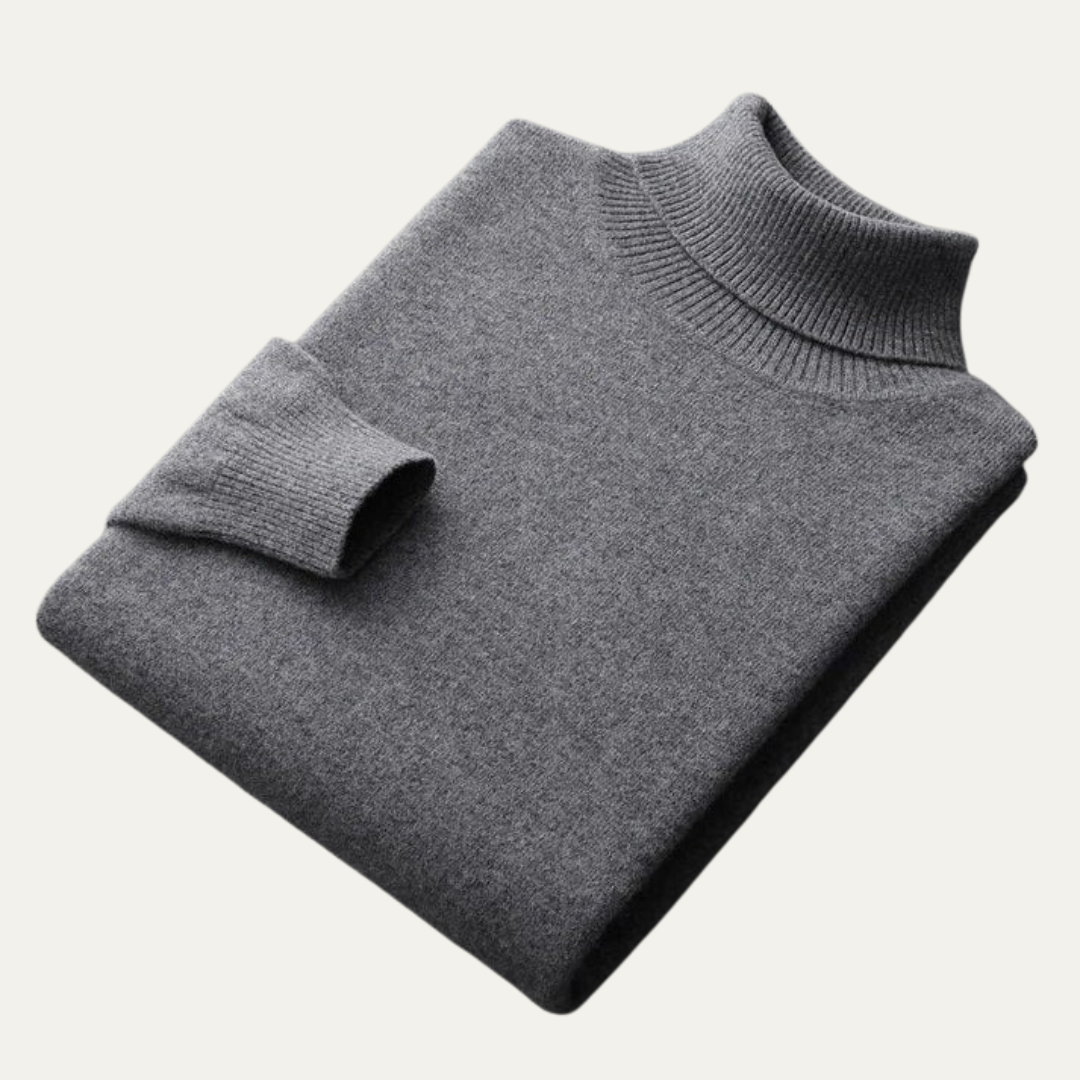 Pull à col roulé en maille lisse pour homme