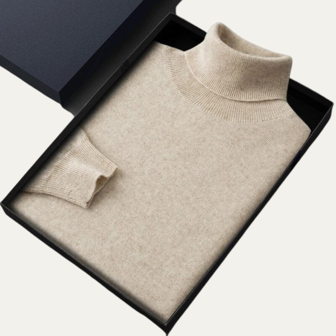 Pull à col roulé en maille lisse pour homme