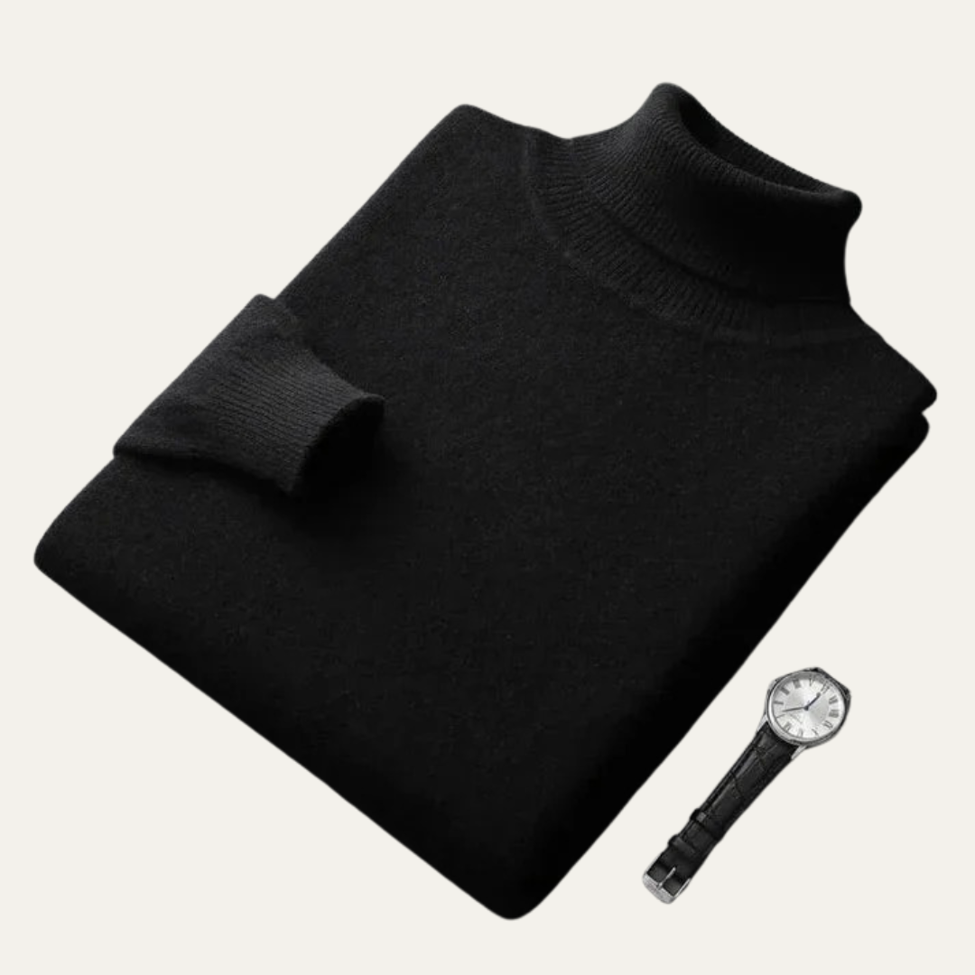 Pull à col roulé en maille lisse pour homme