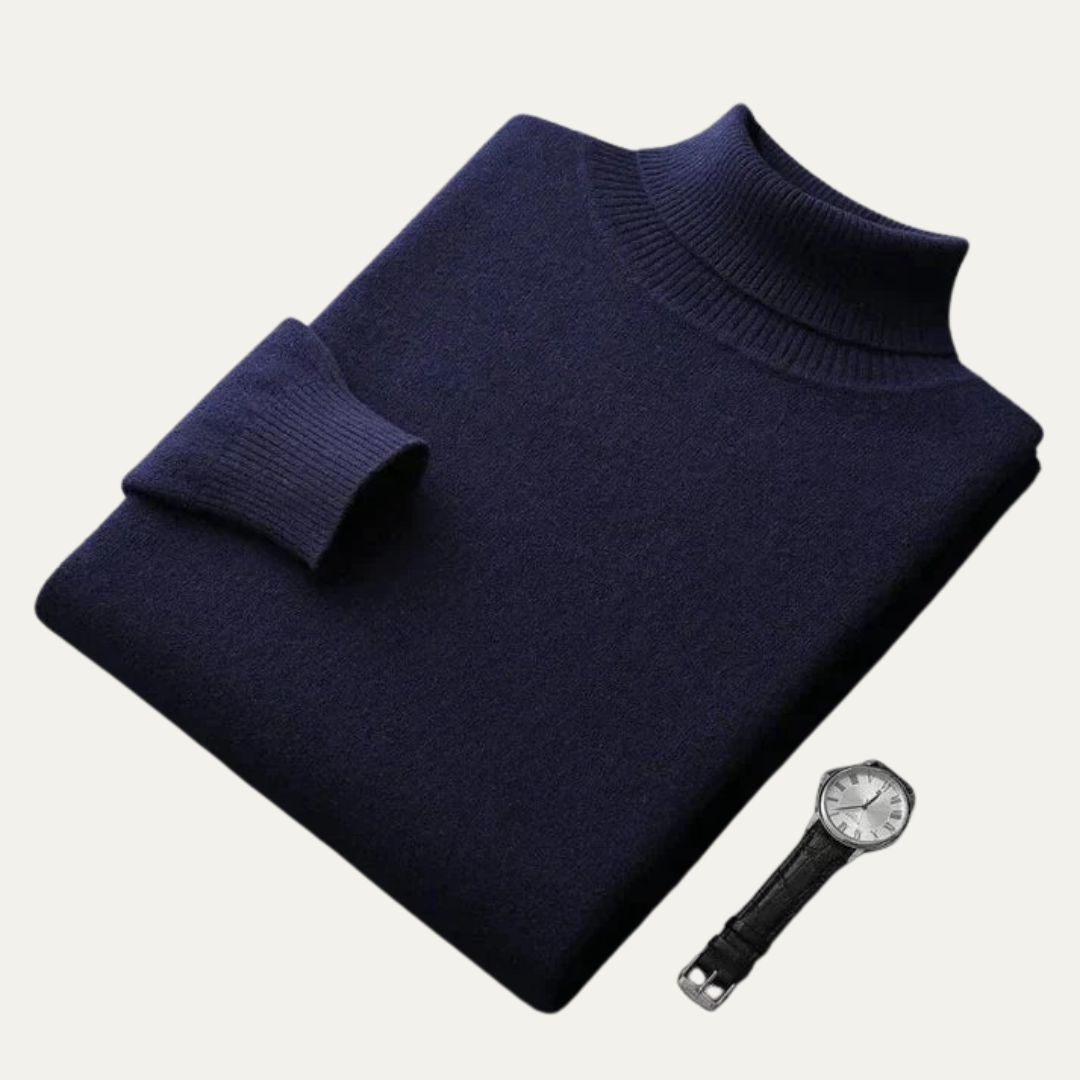 Pull à col roulé en maille lisse pour homme