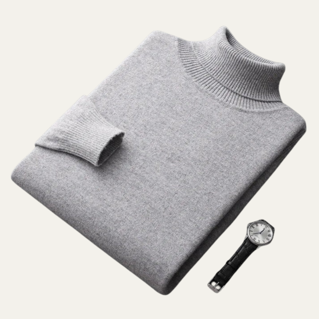 Pull à col roulé en maille lisse pour homme
