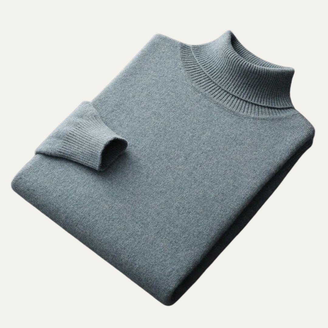 Pull à col roulé en maille lisse pour homme