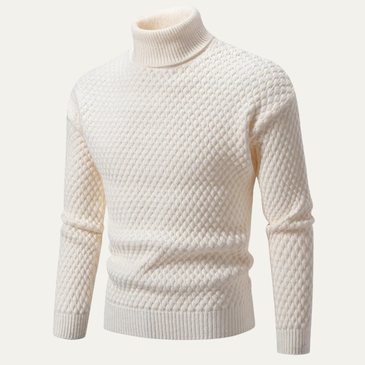Pull à col roulé en maille losanges texturée pour homme