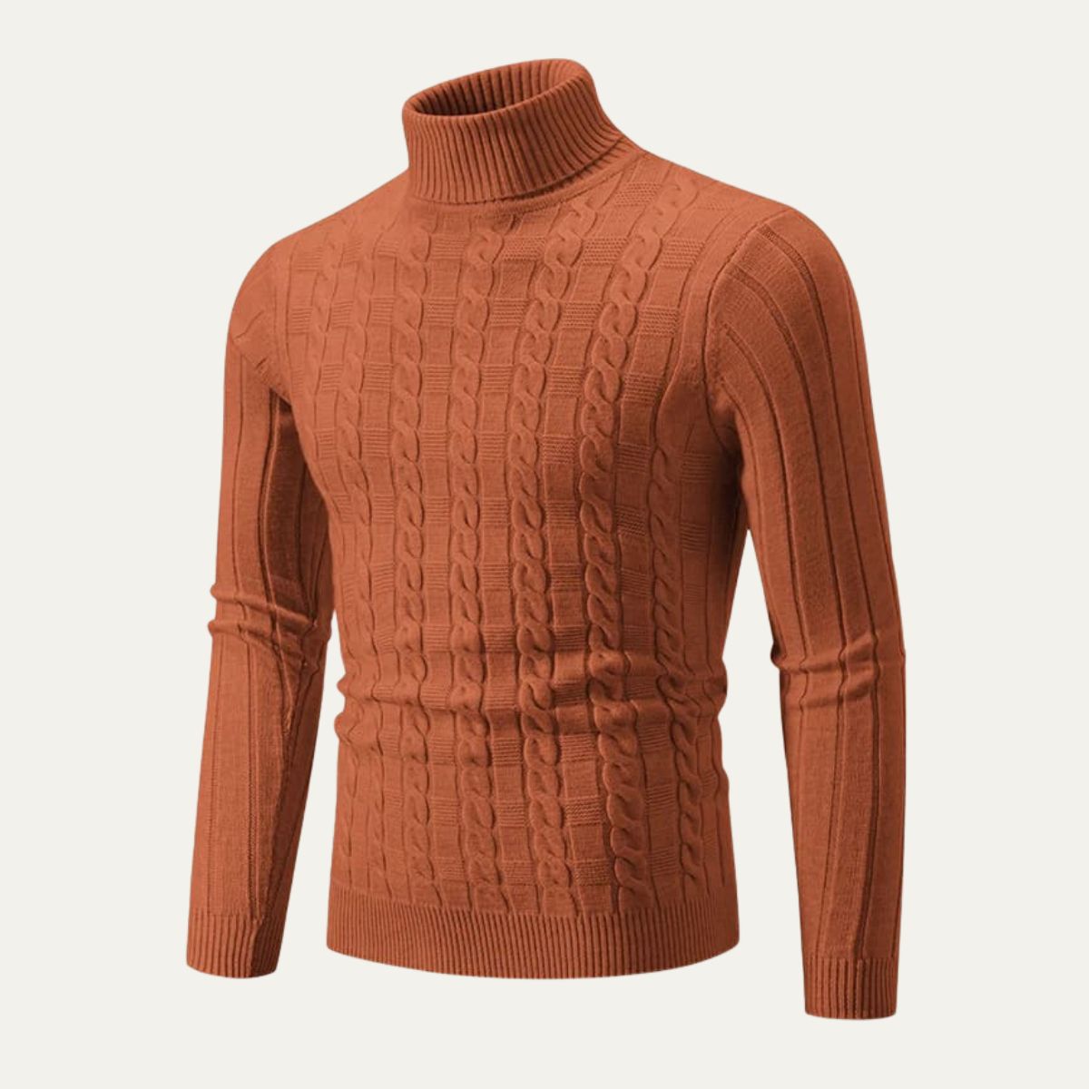 Pull à col roulé en maille mixte pour homme
