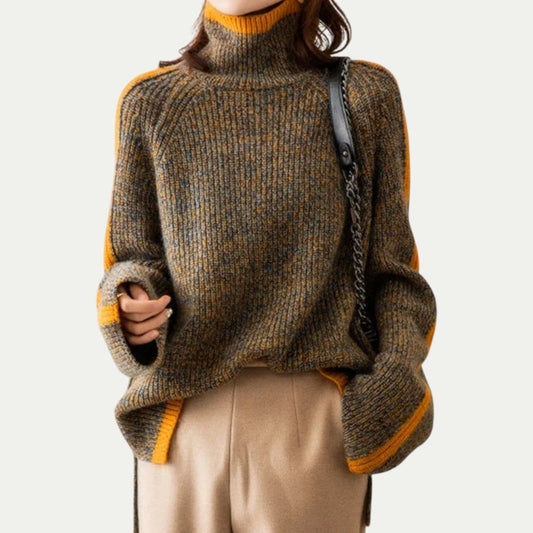Pull à col roulé en maille texturée pour femme