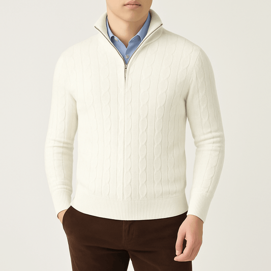 Pull à col roulé en maille torsadée pour homme