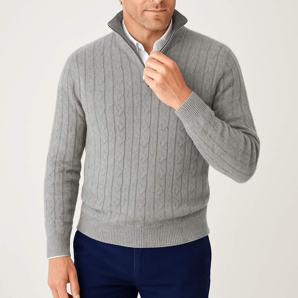 Pull à col roulé en maille torsadée pour homme