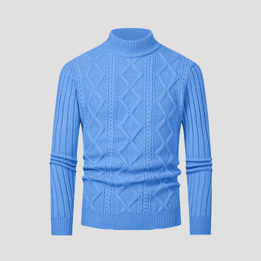 Pull à col roulé en maille torsadée texturée pour homme