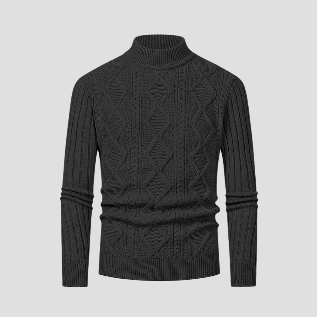 Pull à col roulé en maille torsadée texturée pour homme
