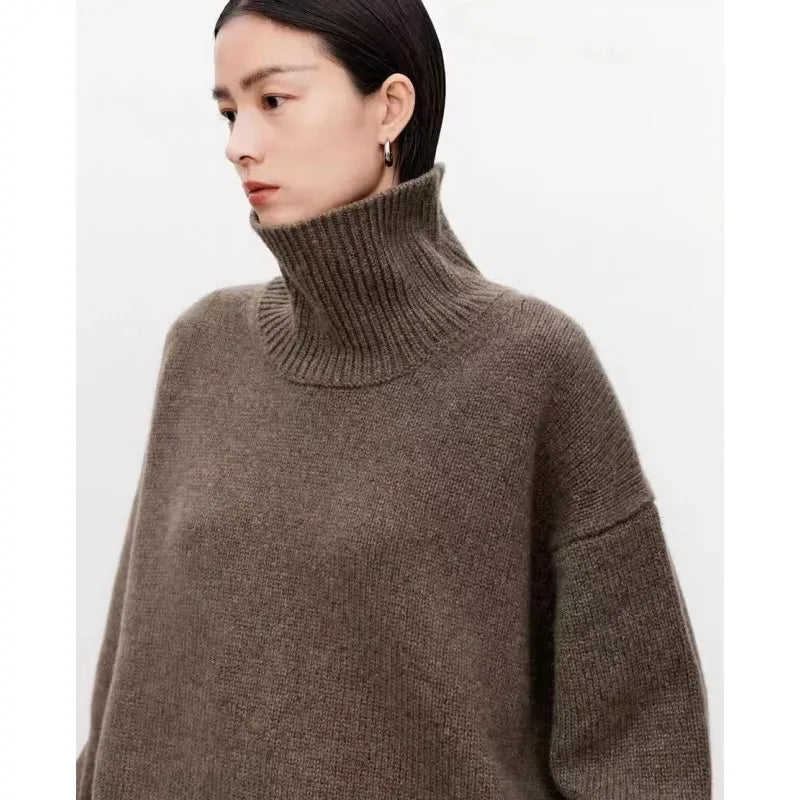 Pull à col roulé en pur cachemire pour femme
