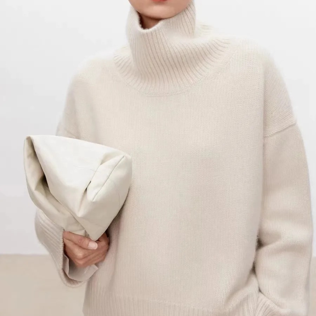 Pull à col roulé en pur cachemire pour femme