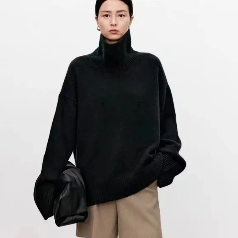 Pull à col roulé en pur cachemire pour femme