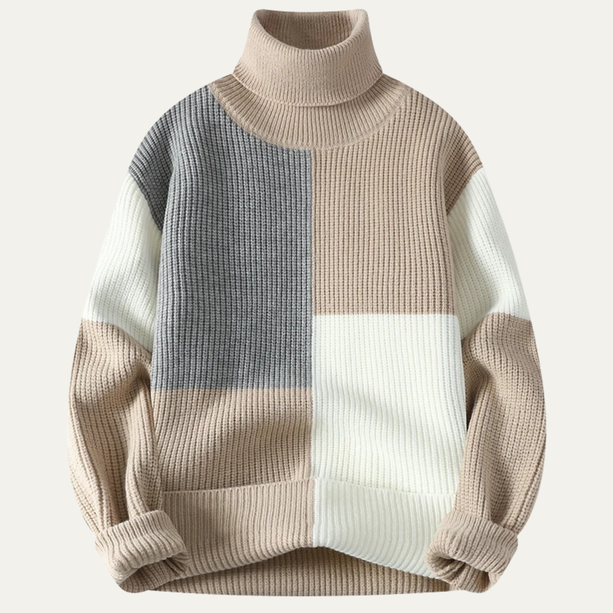 Pull à col roulé homme à blocs de couleurs audacieux