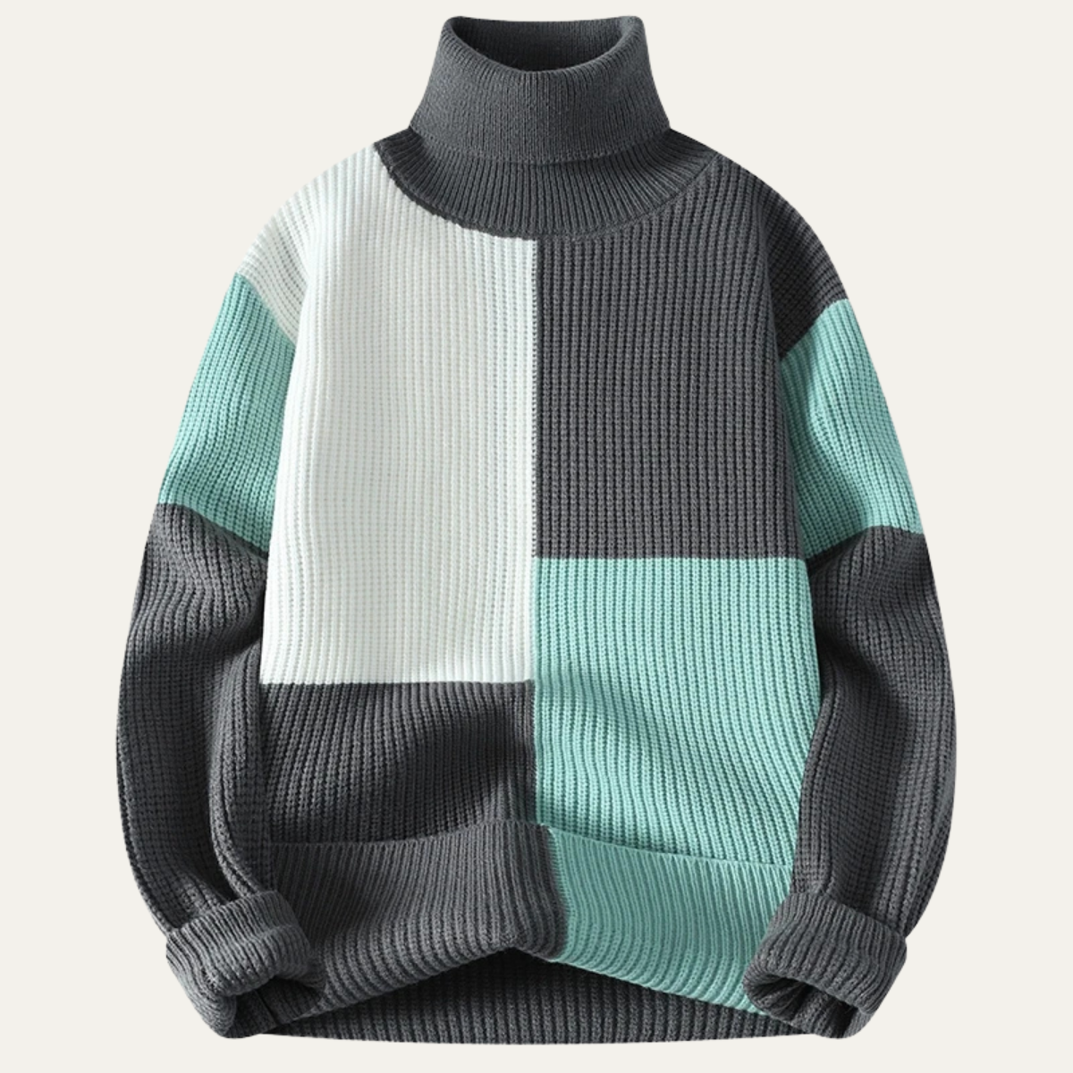 Pull à col roulé homme à blocs de couleurs audacieux