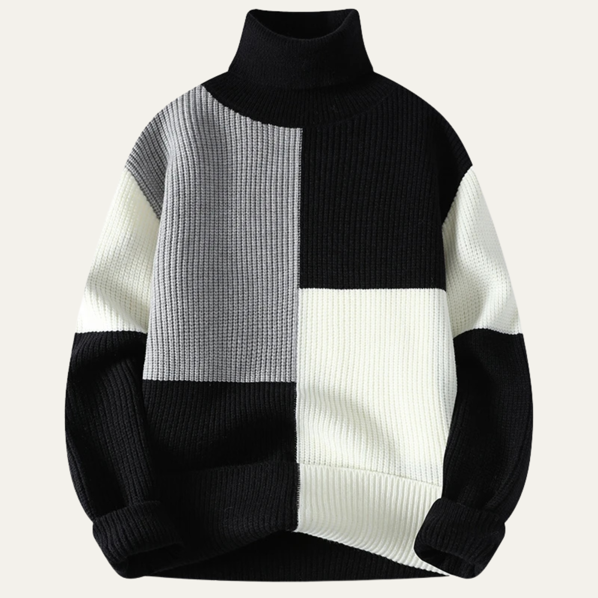 Pull à col roulé homme à blocs de couleurs audacieux