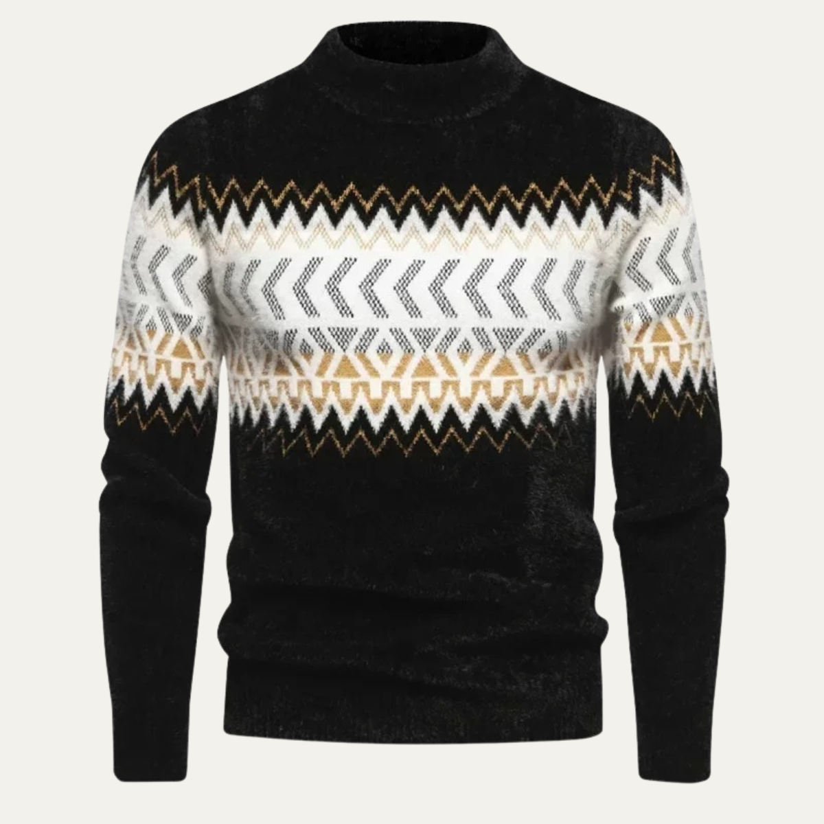 Pull à col roulé pour homme, imprimé renne duveteux