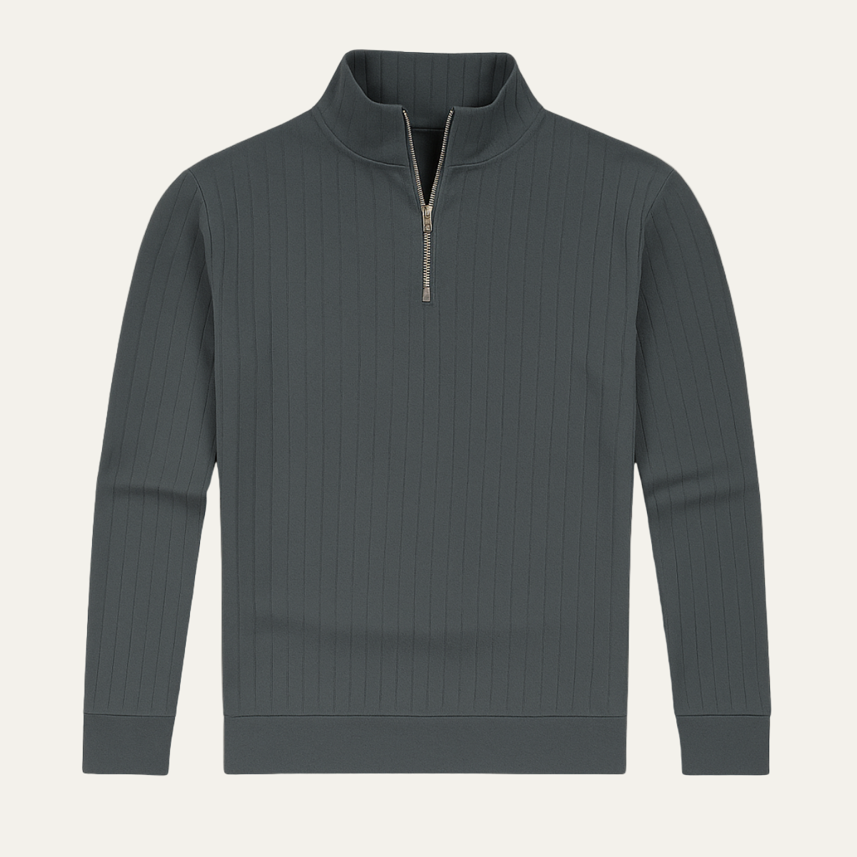 Pull à col zippé 1/4 côtelé vertical pour homme