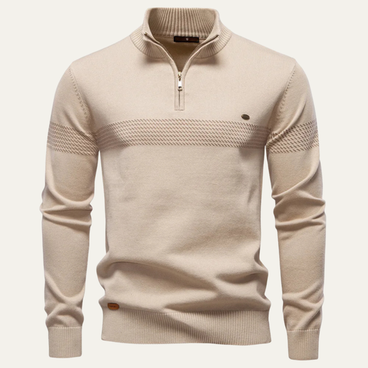 Pull à col zippé à motif pour homme