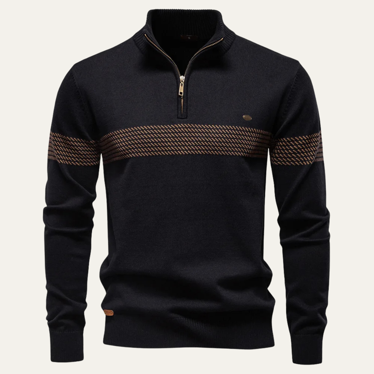 Pull à col zippé à motif pour homme
