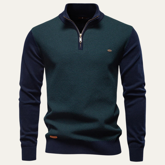 Pull à col zippé color block pour homme