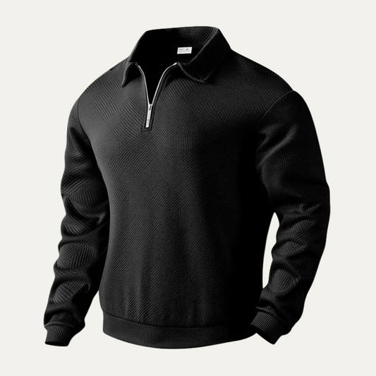 Pull à col zippé géométrique en maille pour homme