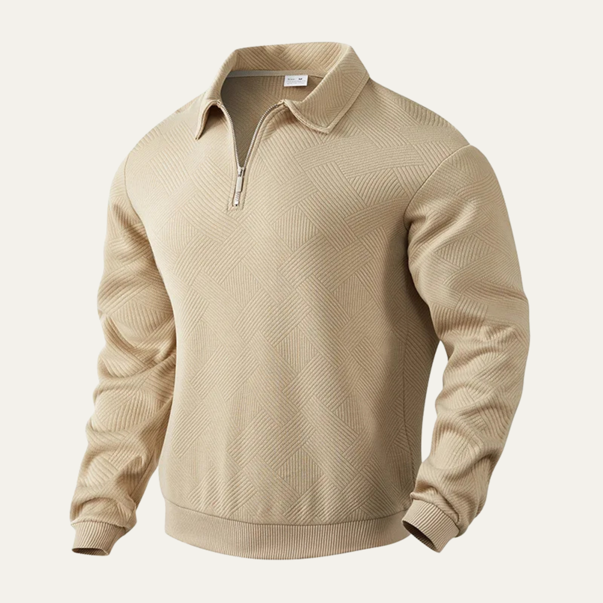 Pull à col zippé géométrique en maille pour homme