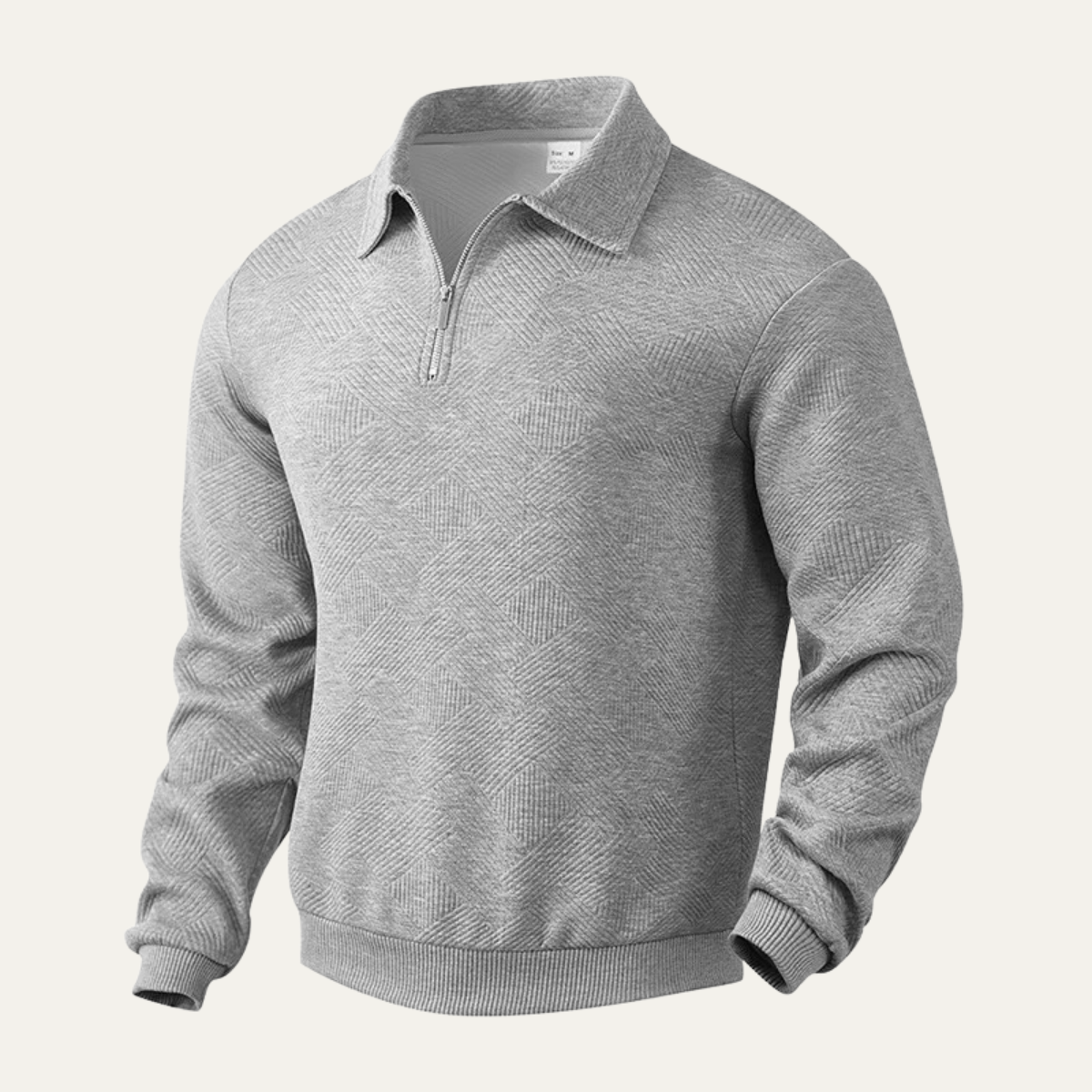 Pull à col zippé géométrique en maille pour homme