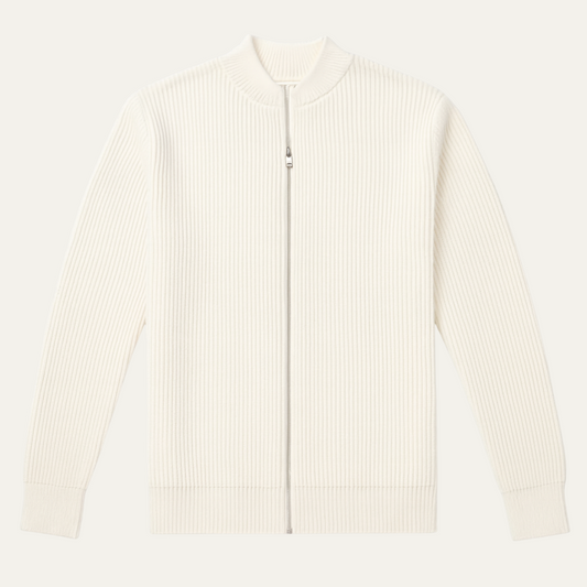 Pull bomber zippé côtelé élégant pour homme